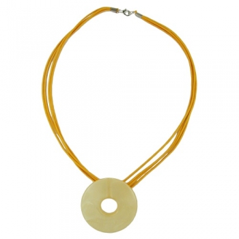 Halskette, Scheibe 53, seide-gelb, ohne Dekoration