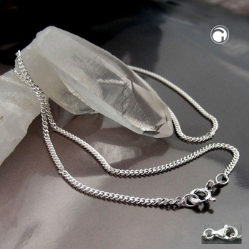 Halskette 1,7mm Flachpanzerkette 2x diamantiert Silber 925 45cm