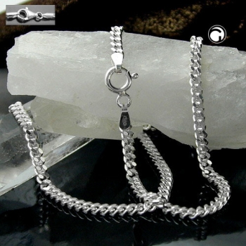 Halskette 2,7mm flache Panzerkette diamantiert Silber 925 50cm