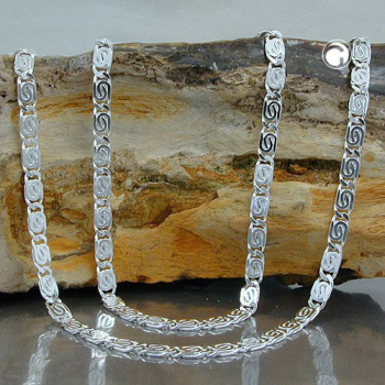 Halskette 3,2mm S-Panzerkette flach diamantiert Silber 925 60cm