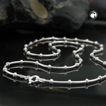 Halskette 1mm runde Schlangenkette mit Kugeln symmetrisch Silber 925 38cm