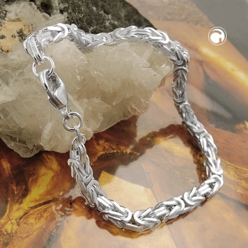 Armband 4mm Königskette vierkant glänzend Silber 925 19cm