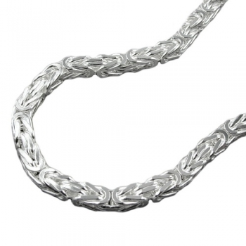 Armband 4mm Königskette vierkant glänzend Silber 925 21cm, ohne Dekoration