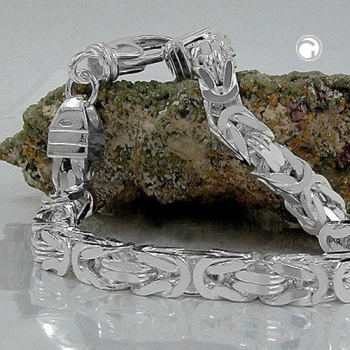 Armband 6mm Königskette vierkant glänzend Silber 925 23cm