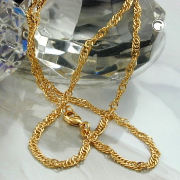Halskette Singapur 3mm diamantiert vergoldet AMD 45cm