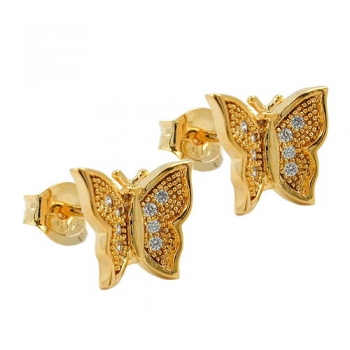 Ohrstecker Ohrring 8x10mm Schmetterling vergoldet 3 Mikron, ohne Dekoration
