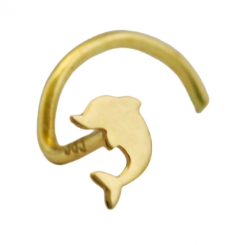 Nasenstecker 2,5mm Spirale mit kleinem Delfin 14Kt GOLD, ohne Dekoration