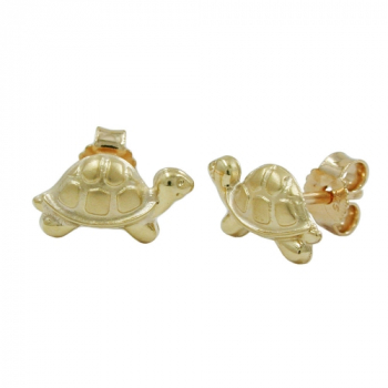 Ohrstecker Ohrring 10x6mm Schildkröte matt-glänzend 9Kt GOLD, ohne Dekoration