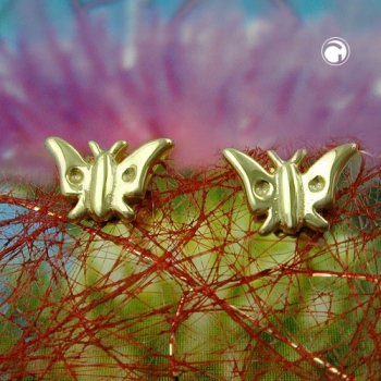 Ohrstecker Ohrringe 5x7mm Schmetterling glänzend 9Kt GOLD