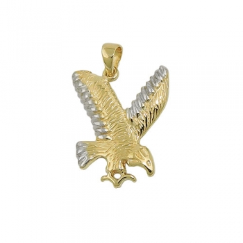 Anhänger 20x16mm Adler bicolor rhodiniert glänzend 9Kt GOLD, ohne Dekoration