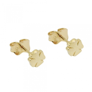Ohrstecker Ohrringe 5mm Kleeblatt glänzend 9Kt GOLD, ohne Dekoration