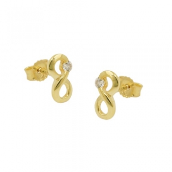 Ohrstecker Ohrringe 9x5mm Zeichen Unendlichkeit mit Zirkonia GOLD 9Kt, ohne Dekoration