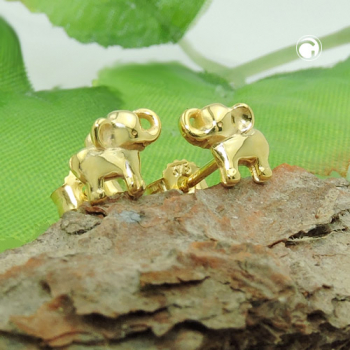Ohrstecker Ohrringe 6x7mm kleiner Elefant glänzend 9Kt GOLD