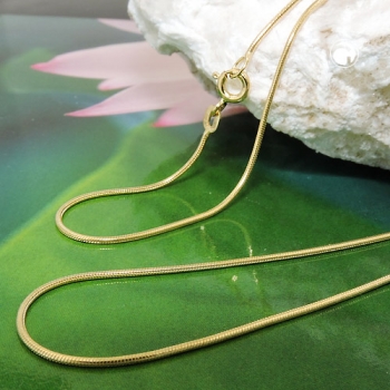 Halskette 1mm Schlange 14Kt GOLD 45cm
