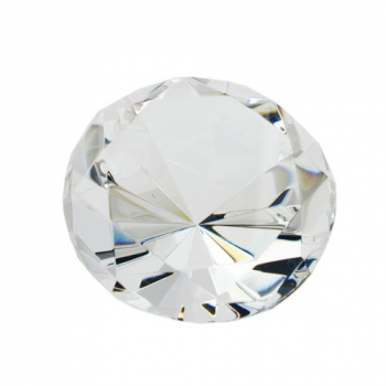 Glasstein 50x35mm mit Diamantschliff kristall klar, ohne Dekoration
