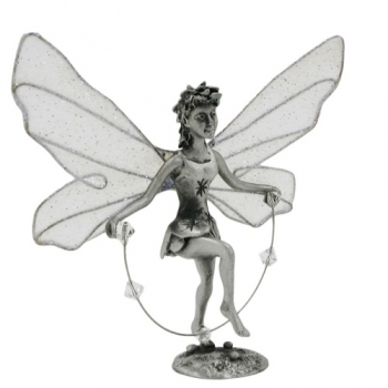 Tischdekoration 65mm Zinnfigur Elfe mit Springseil Corinn, ohne Dekoration