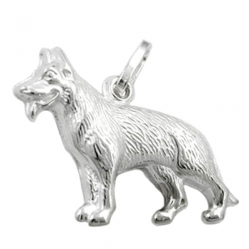 Anhänger 14x20mm Schäferhund glänzend Silber 925, ohne Dekoration