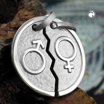 Anhänger 16mm Doppelanhänger Gender-Symbol ER/SIE Silber 925