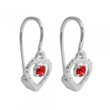 Ohrhaken Ohrringe 15x6mm Herz Glasstein rot glänzend Silber 925, ohne Dekoration