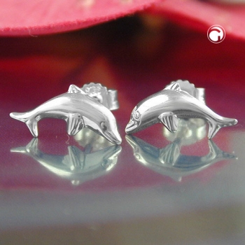 Ohrring Ohrstecker Ohrringe 12x6mm springender Delfin Silber 925