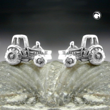 Ohrstecker Ohrringe 9x6mm Traktor geschwärzt Silber 925