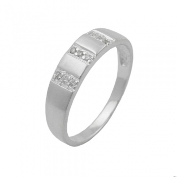 Ring 5mm mit 9x Zirkonias weiß seidenmatt Silber 925 Ringgröße 54, ohne Dekoration