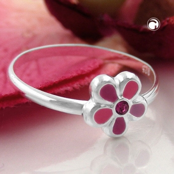 Ring Kinderring mit Blume pink Silber 925 Ringgröße 44