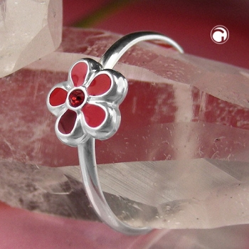 Ring Kinderring mit Blume rot Silber 925 Ringgröße 48