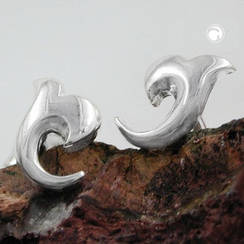 Ohrstecker Ohrring 7x5mm kleine Blüte glänzend Silber 925