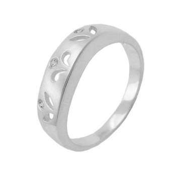 Ring 7mm durchbrochen matt 3x Zirkonias Silber 925 Ringgröße 62, ohne Dekoration