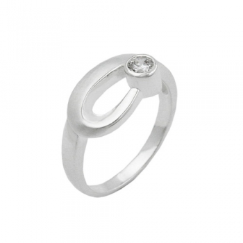 Ring 9mm Zirkonia gefasst matt-glänzend Silber 925 Ringgröße 56, ohne Dekoration