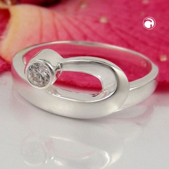 Ring 9mm Zirkonia gefasst matt-glänzend Silber 925 Ringgröße 58