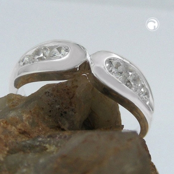 Ring 6mm mit 6 Zirkonias glänzend Silber 925 Ringgröße 54