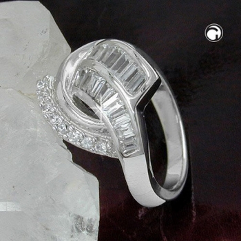 Ring 17mm mit vielen Zirkonias glänzend rhodiniert Silber 925 Ringgröße 56