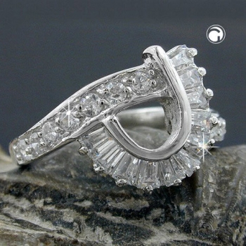 Ring 14mm mit vielen Zirkonias glänzend rhodiniert Silber 925 Ringgröße 54