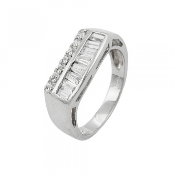 Ring 7mm mit vielen Zirkonias glänzend rhodiniert Silber 925 Ringgröße 54, ohne Dekoration
