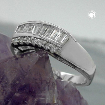 Ring 7mm mit vielen Zirkonias glänzend rhodiniert Silber 925 Ringgröße 54