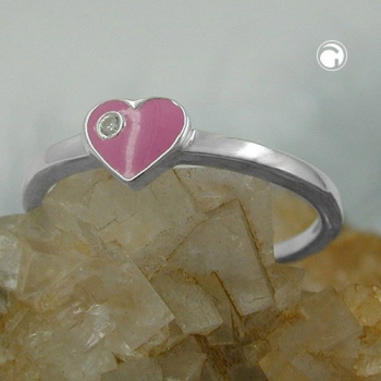 Ring Kinderring mit Herz rosa Silber 925 Ringgröße 44