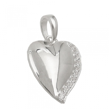 Anhänger 16x14mm Herz mit Zirkonia glänzend Silber 925, ohne Dekoration