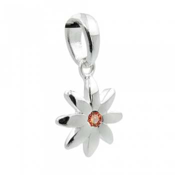 Anhänger Blume 8mm Zirkonia rot-orange Silber 925, ohne Dekoration