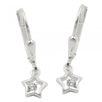 Ohrbrisur Ohrhänger Ohrringe 22x6mm Stern mit Zirkonia glänzend Silber 925, ohne Dekoration