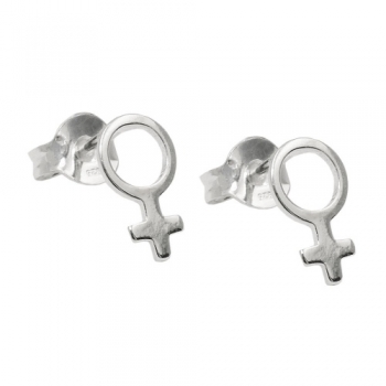Ohrstecker Ohrring 9x5mm Symbol Weiblichkeit glänzend Silber 925, ohne Dekoration