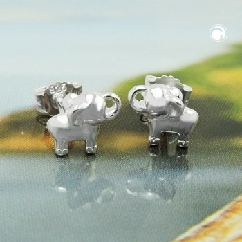 Ohrstecker Ohrringe 6x7mm kleiner Elefant glänzend Silber 925