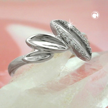 Ring 11mm mit Zirkonias glänzend rhodiniert Silber 925 Ringgröße 56