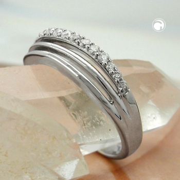 Ring 6mm mit Zirkonias glänzend rhodiniert Silber 925 Ringgröße 58