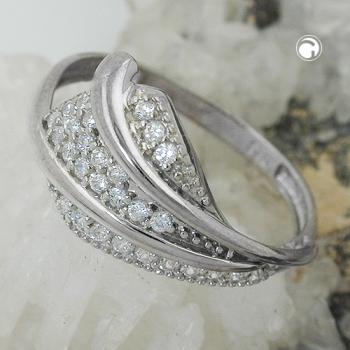 Ring 11mm mit vielen Zirkonias glänzend rhodiniert Silber 925 Ringgröße 58
