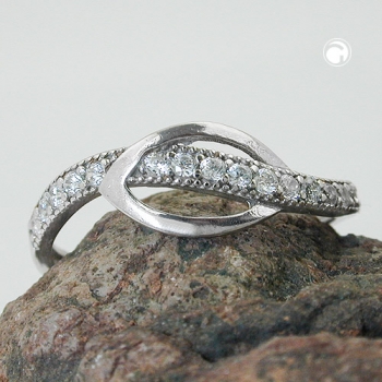 Ring 7mm mit vielen Zirkonias glänzend rhodiniert Silber 925 Ringgröße 57
