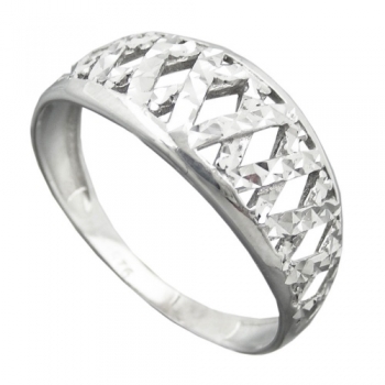 Ring 9mm Muster ausgestanzt glänzend diamantiert rhodiniert Silber 925 Ringgröße 59, ohne Dekoration