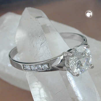 Ring 8mm Zirkonias glänzend rhodiniert Silber 925 Ringgröße 58