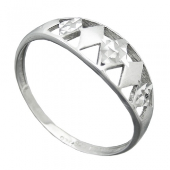Ring 7mm Muster ausgestanzt matt-glänzend diamantiert rhodiniert Silber 925 Ringgröße 55, ohne Dekoration